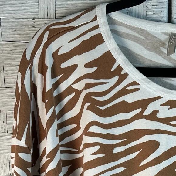 ASOS tunic top zebra print brown white ruffle feminine bohemian animal print - Picture 3 of 9